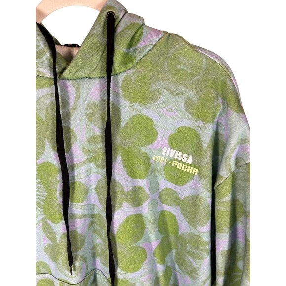 EIVISSA KOBF-PACHA Womens Green & Purple Cloverleaf Hoodie Sweatshirt Size Small - Picture 2 of 9